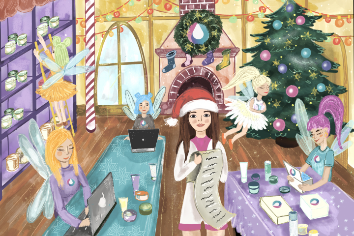 Новогодняя иллюстрация с корпоративным героем