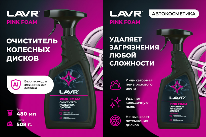 Разработка слайдов "Очиститель колесных дисков LAVR" для WB