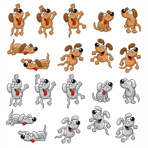 Векторная собака в разных позах