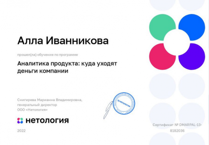Нетология "Аналитика продукта"