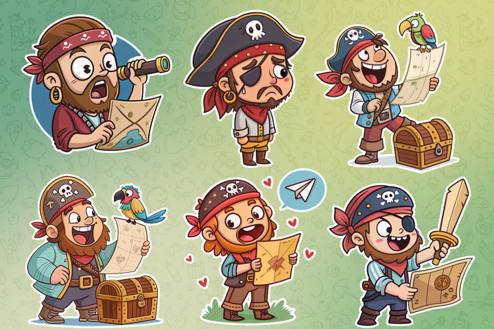 Пиратские стикеры для телеграм