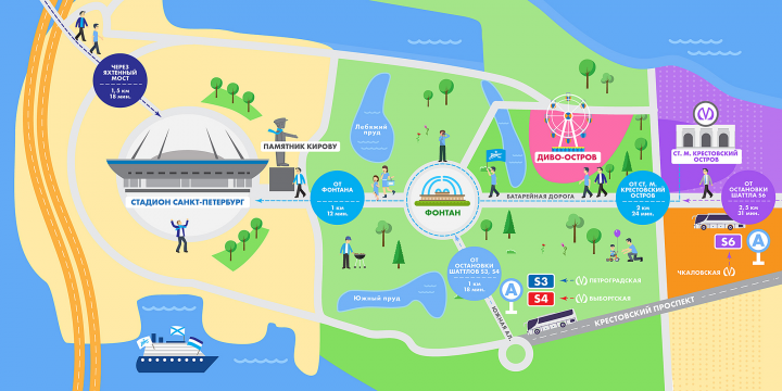 Карта стадиона Газпром Санкт Петербург