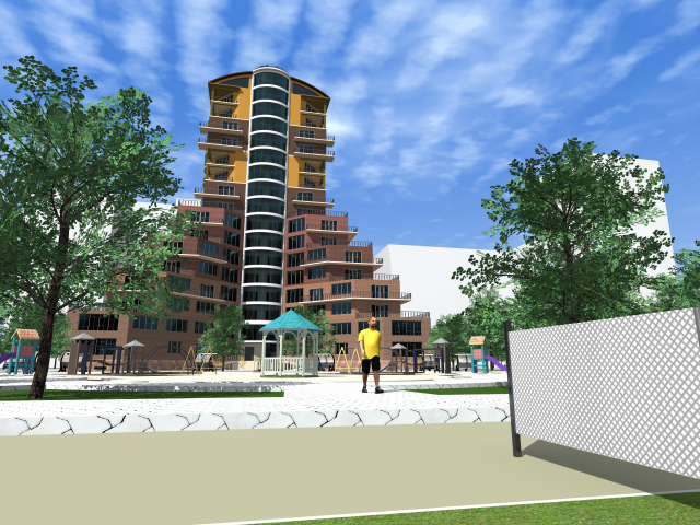 Экстерьер многофункционального жилого комплекса