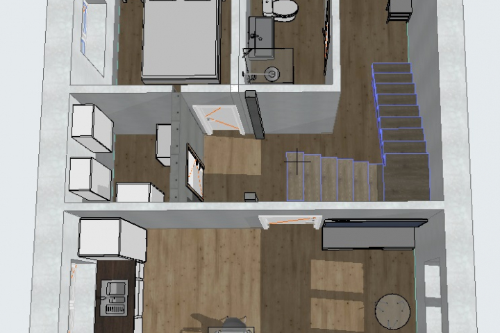 план первого этажа двухэтажного дома.