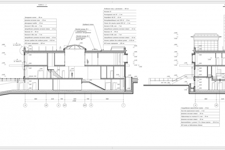 Разрезы по зданию СПА центра