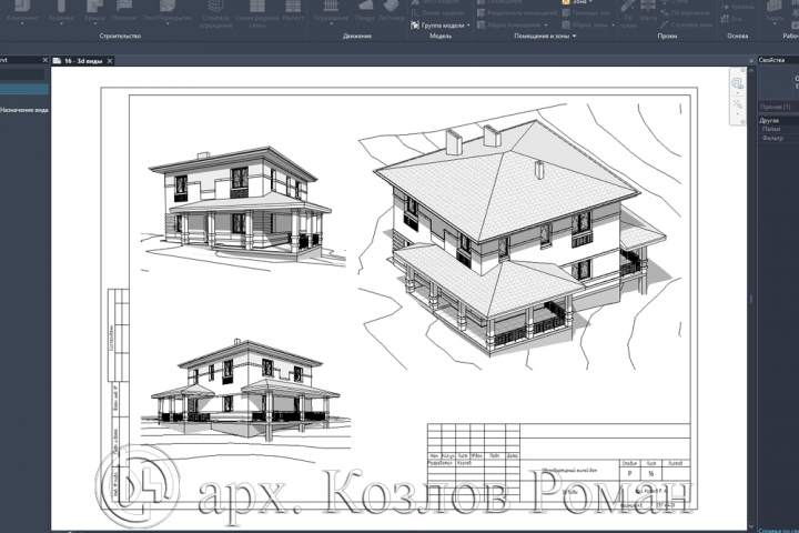 Проект коттеджа в Revit
