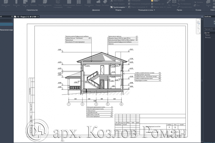 Проект коттеджа в Revit