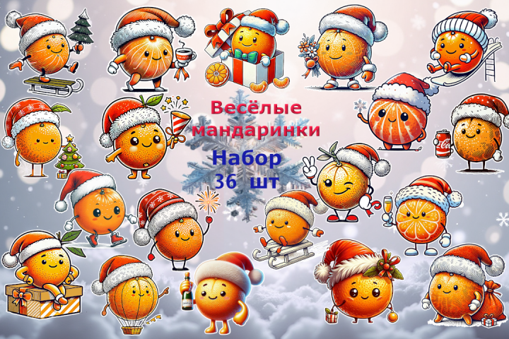 Стикеры "Весёлые Мандаринки"