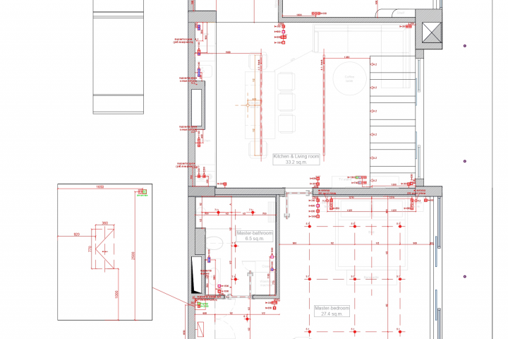 План электрики и светильников