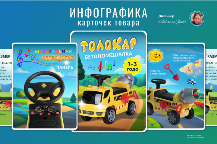 Игрушки. Инфографика детского толокара