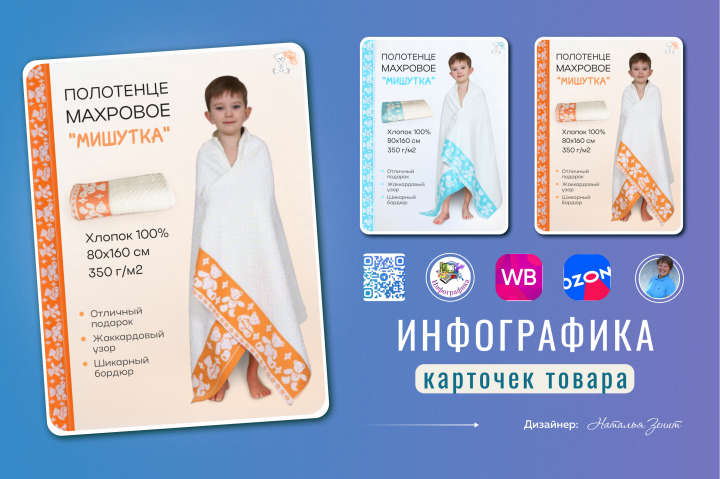 Инфографика махровых полотенец "Мишутка"