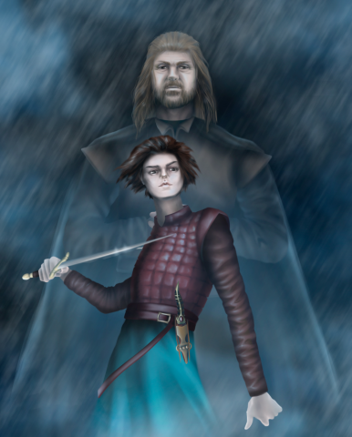 Арья и Нед Старк из "Игры престолов"