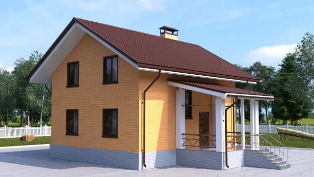 Готовый проект коттеджа 124 кв. м / Артикул мел-86