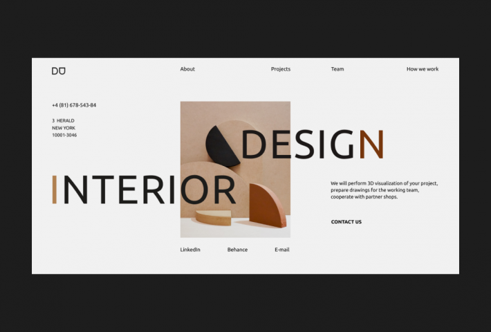 Первый экран для студии дизайна интерьера