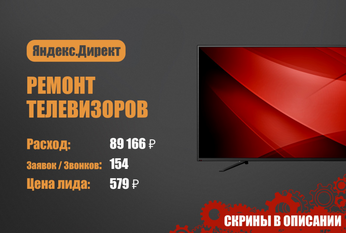 Яндекс.Директ. Ремонт телевизоров
