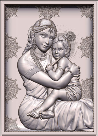 Кришна, Яшода. барельеф, реплика