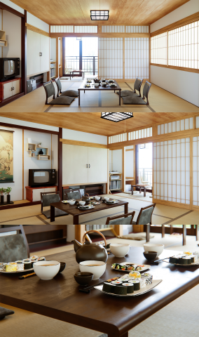 Интерьер гостиницы в японском стиле