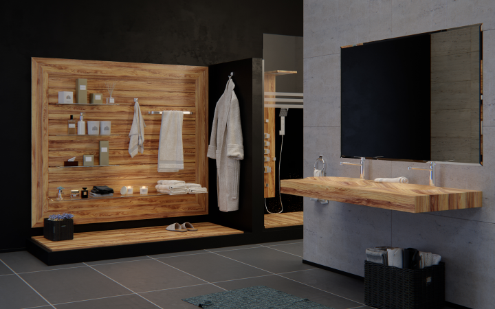 Интерьер для визуализации деревянной раковины