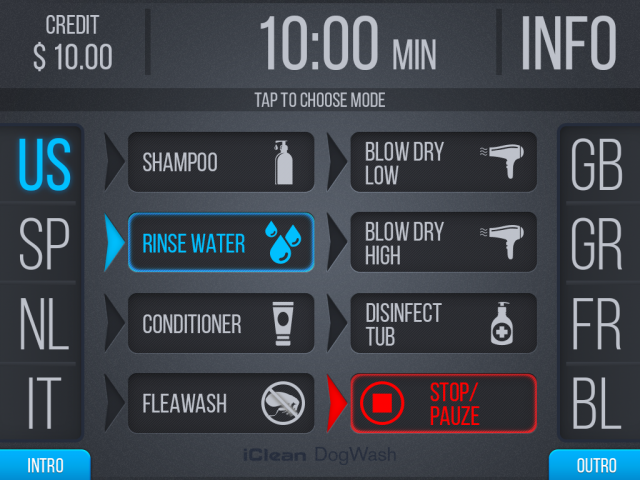 Интерфейс мойки для собак