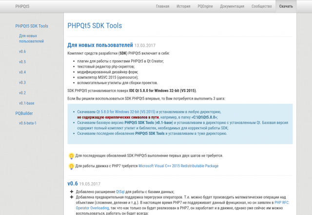 Сайт проекта PHPQt.
