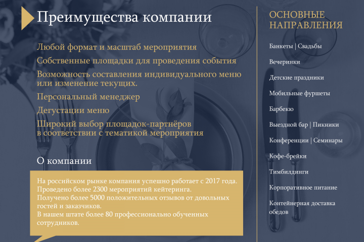 Презентация для компании кейтеринг
