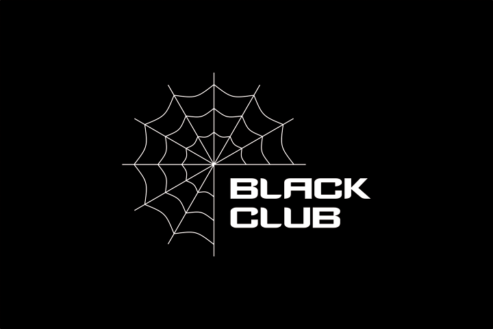 Дизайн черной футболки с надписью "Black club". Вариант 2