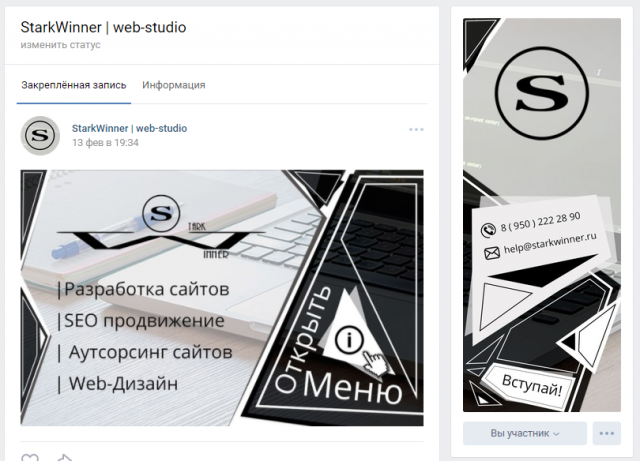 Оформление для web-студии "StarkWinner"
