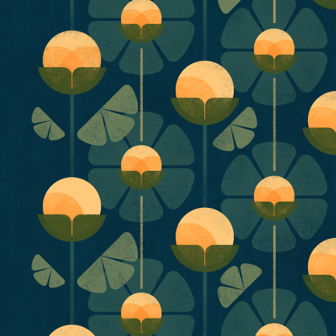 "Цитрусы", текстильный дизайн, эскиз