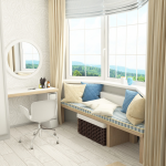 "Мягкий подоконник" в спальне с эркером