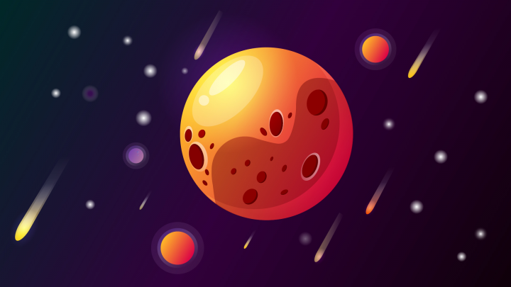 Космический рисунок для иллюстрации в журнале