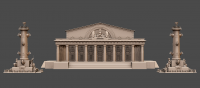 3D модель Биржа и Ростральные колонны