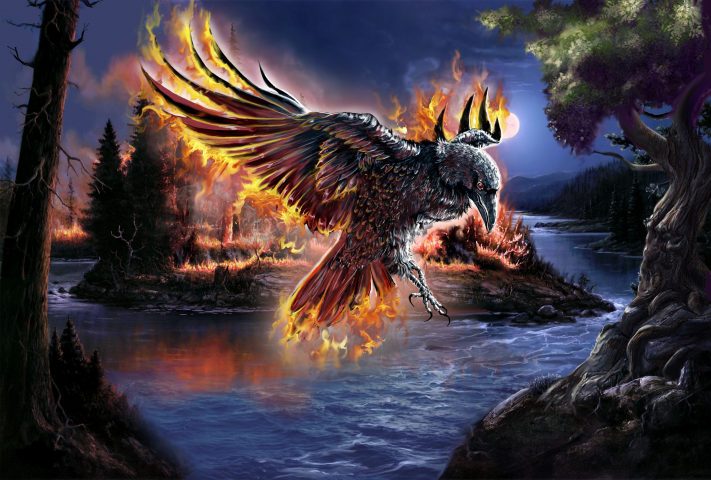 Fire raven