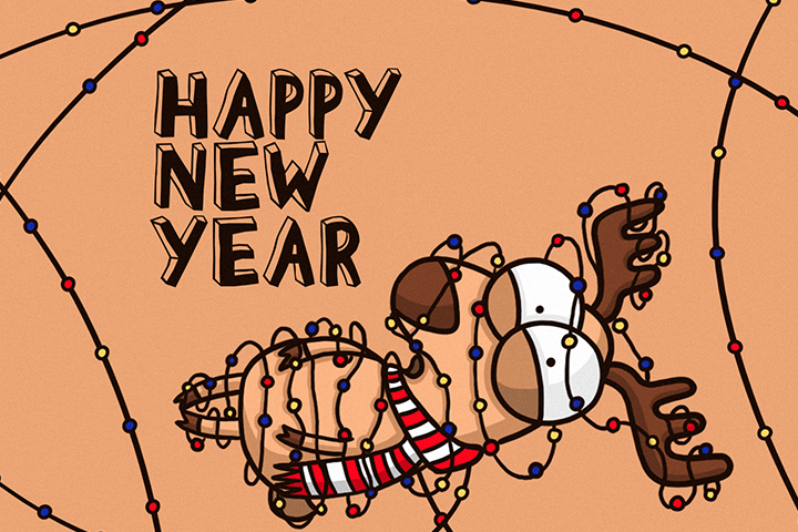 Стикеры новогодний олень