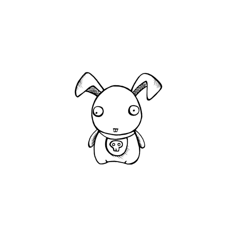 Персонаж Зомби- кролик (line-art)
