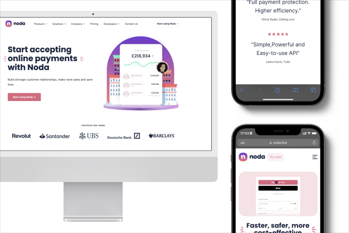 Сайт сервиса онлайн-платежей «Noda»