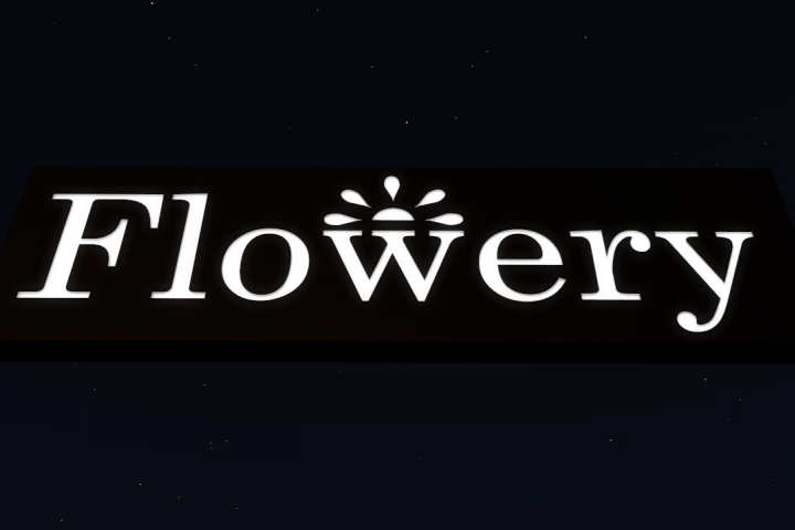 Вывеска "Flowery" с псевдоинкрустацией для цветочного магазина