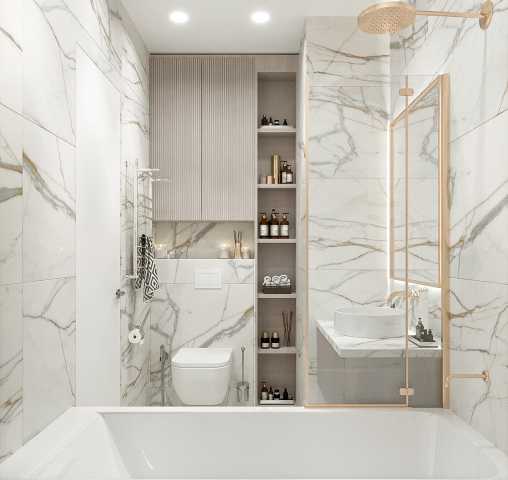 Дизайн и 3D визуализация ванной для молодой девушки.