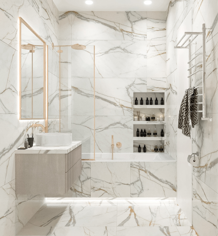 Дизайн и 3D визуализация ванной для молодой девушки.