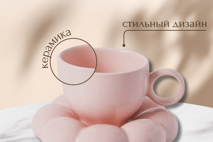 Карточка товара для WB. Кружка с блюдцем