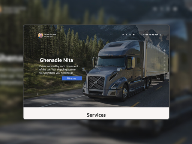 Дизайн landing page  для услуг по грузоперевозкам