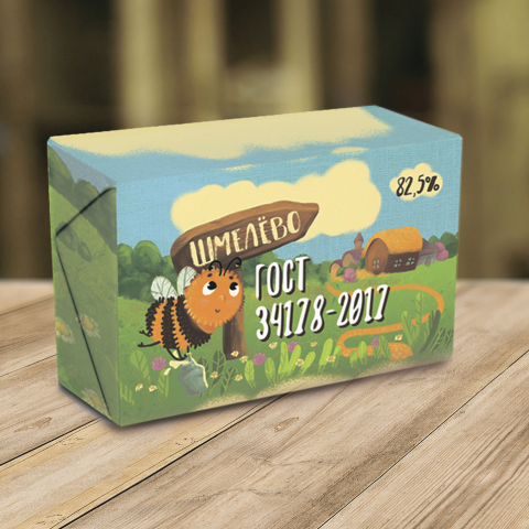 Дизайн упаковки масла с авторской иллюстрацией