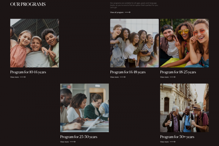 Редизайн страницы сайта школы иностранного языка