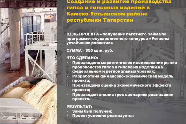 БП. Создание и развитие произв-ва гипса и гипсовых изделий в РТ
