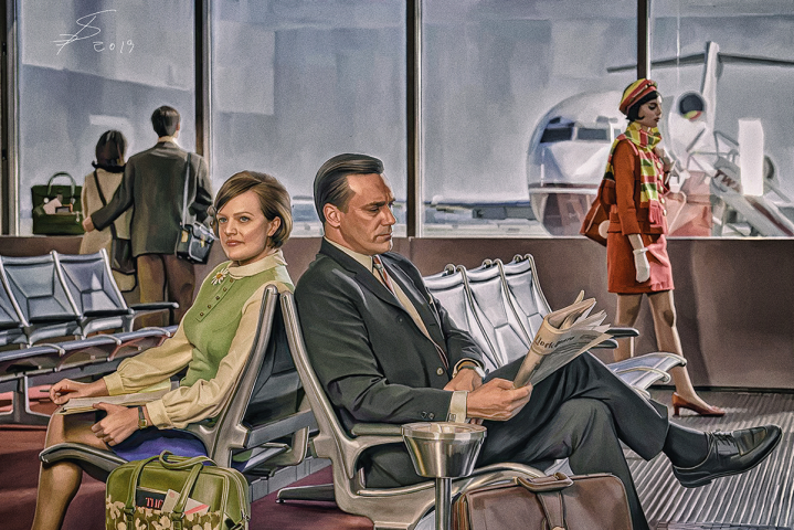 Draper and Olson in the Airport