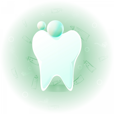 Векторная иллюстрация. Зуб, жемчужины, здоровье. Стоматология.