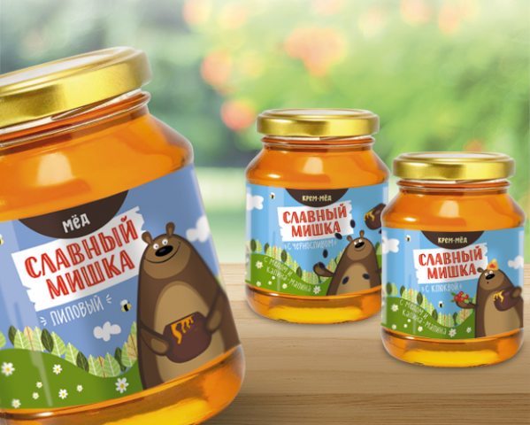 Этикетки для меда. ТМ Славный Мишка