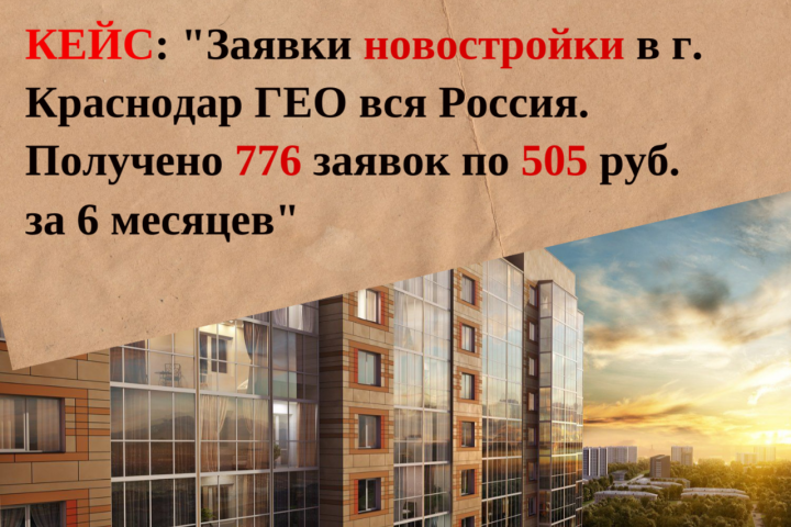 Контекстная реклама на "Центр новостроек" в Краснодаре