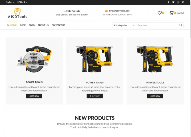 Наполнение интернет магазина https://a100tools.com