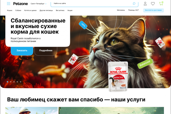 Дизайн интернет-магазина Petzone