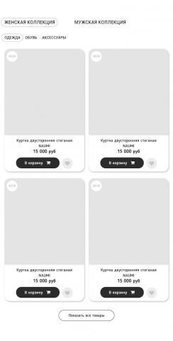 Прототип адаптивный Tablet Магазина одежды